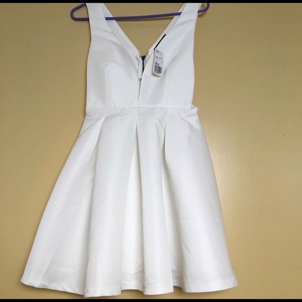 White dress, Deep V, side cutout, wedding or party
